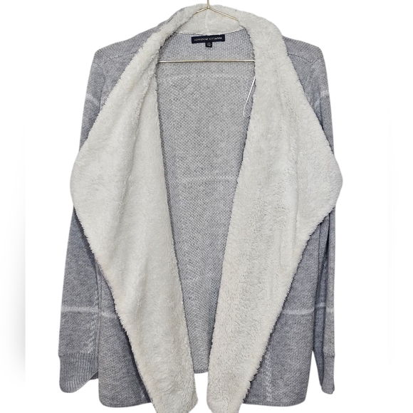 Adrienne Vittadini Gray and Cream Cardigan 100% Acrilic - Picture 1 of 9